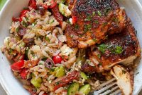 Mediterranean Orzo Salad with Pan-Roasted Chicken Thighs — Paleo & Gluten-Free