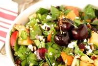 Roasted Sweet Potato & Spinach Chopped Salad with Maple Vinaigrette