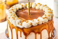 Eggless Butterscotch Layer Cake Recipe with Creamy Layers