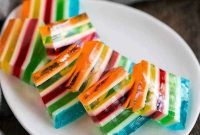 Rainbow Layered Jello Salad Recipe for Parties and Holidays