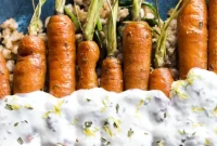 Roasted Carrots with Creamy Lemon Yogurt and Farro Bowl