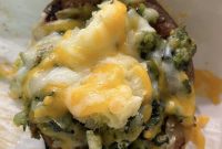 Twice-Baked Potato Stuffed with Broccoli, Spinach & Cheese