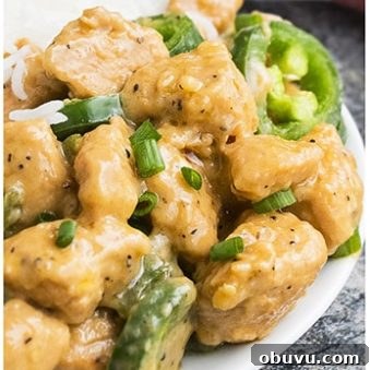 Easy Creamy Jalapeno Chicken on White Dish.