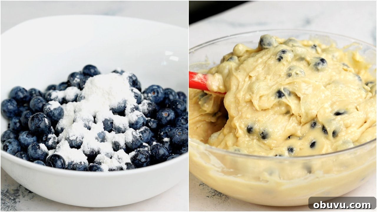 Perfectly Moist Blueberry Muffins Recipe You’ll Make Again 7 Dust blueberries with flour and fold into the blueberry muffin batter.
