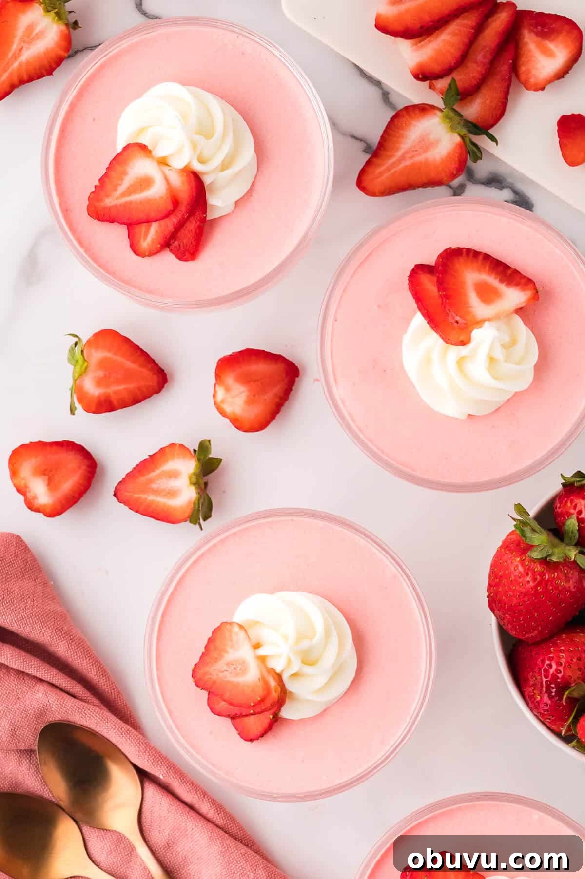 The recipe in parfait dishes.