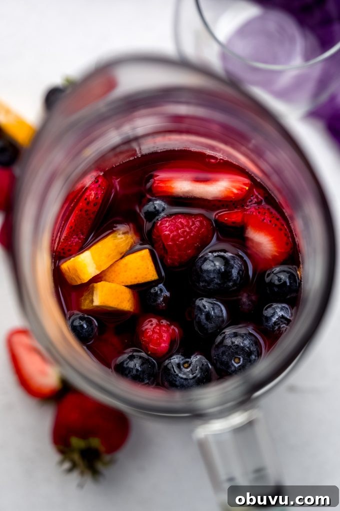 Berry Sangria and Berry Mocktail Recipes for Every Occasion 10 Aerial photo of tberry sangria.