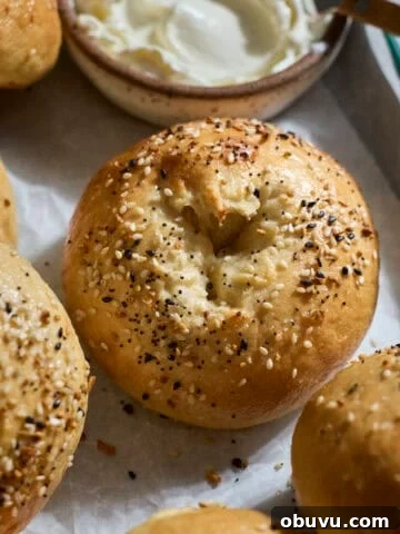 Sourdough Discard Protein Bagels on a green tray with cream cheese.