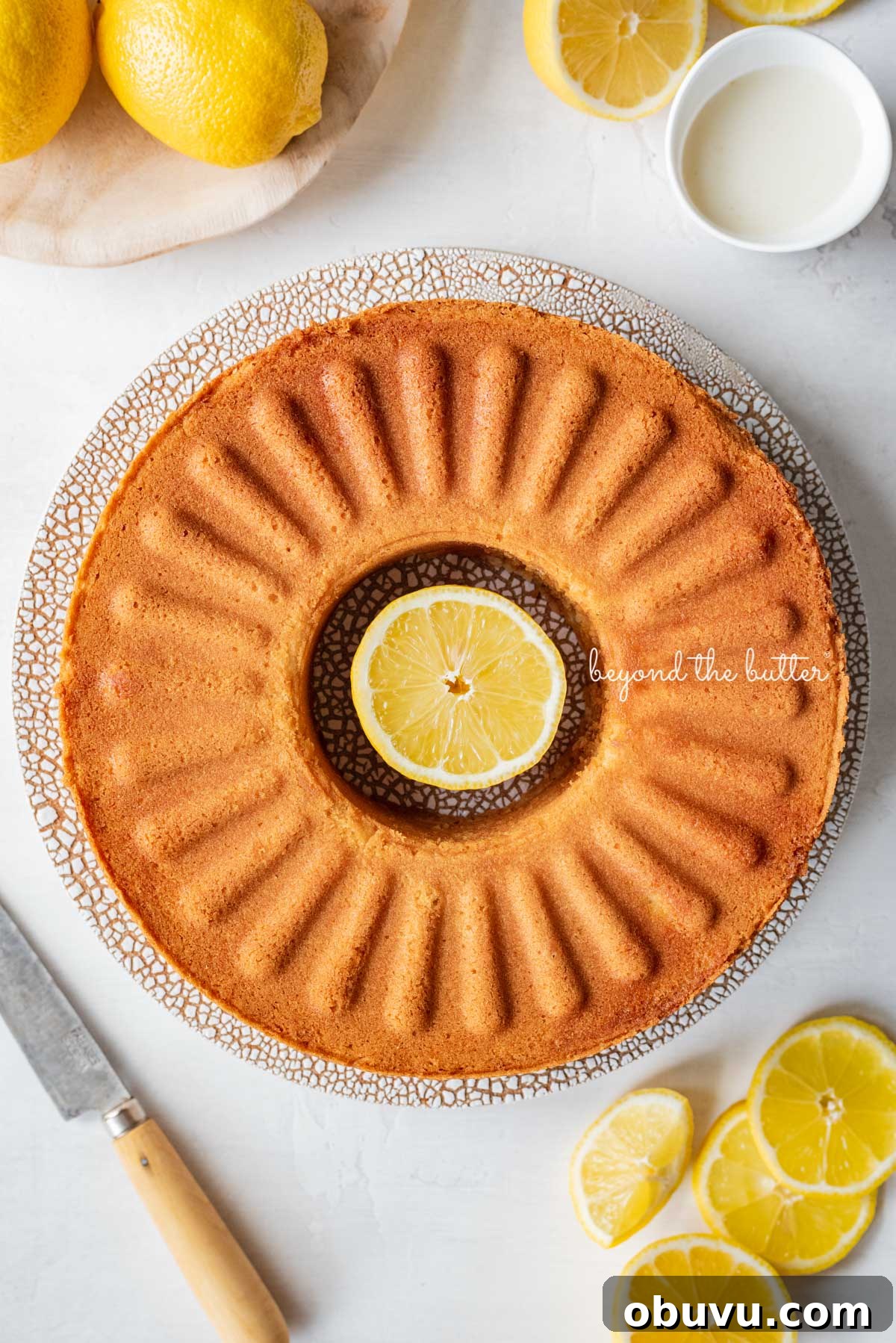 Lemon Cream Cheese Pound Cake Recipe with Zesty Glaze 5 Pre-glazed lemon cream cheese pound cake baked in the IKEA Vardagen cake pan
