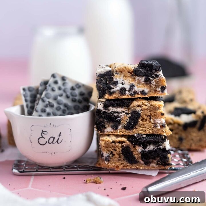 stack of cookie bars with Hershey's cookies 'n' cream bars