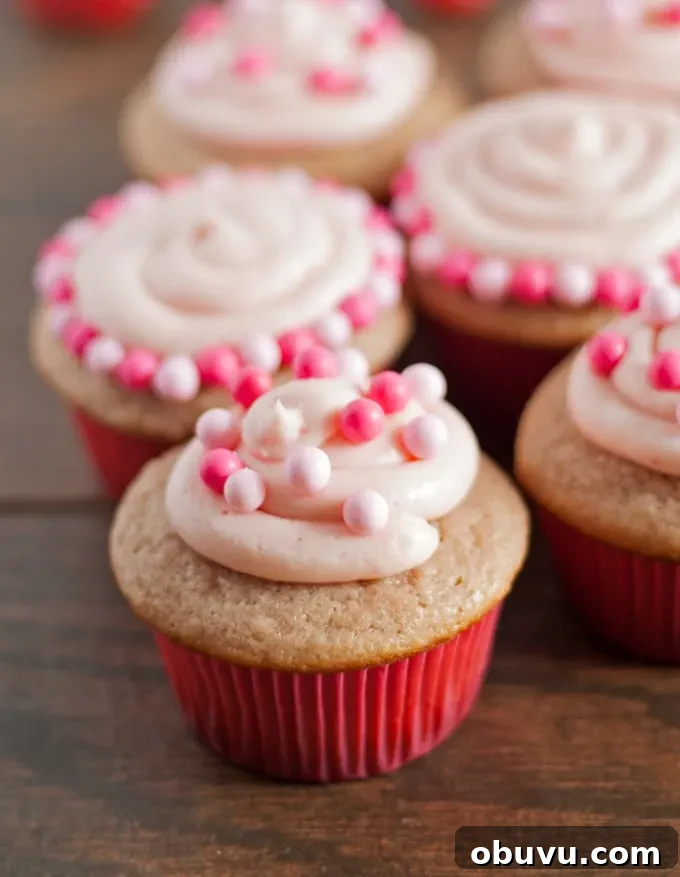 Double Berry Cupcakes Recipe with Fresh Strawberry and Blueberry Frosting 3 Double Berry Cupcakes - both the cupcakes and frosting are made with a mixture of raspberry and strawberry puree! | honeyandbirch.com