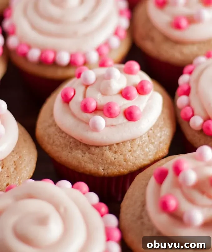 Double Berry Cupcakes Recipe with Fresh Strawberry and Blueberry Frosting 4 Double Berry Cupcakes - both the cupcakes and frosting are made with a mixture of raspberry and strawberry puree! | honeyandbirch.com