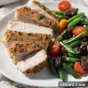 Garlic Butter Mushroom Pork Chops Without Canned Soup 8 Parmesan Crusted Pork Chops are gluten free and perfect as a low carb entry. Keto.