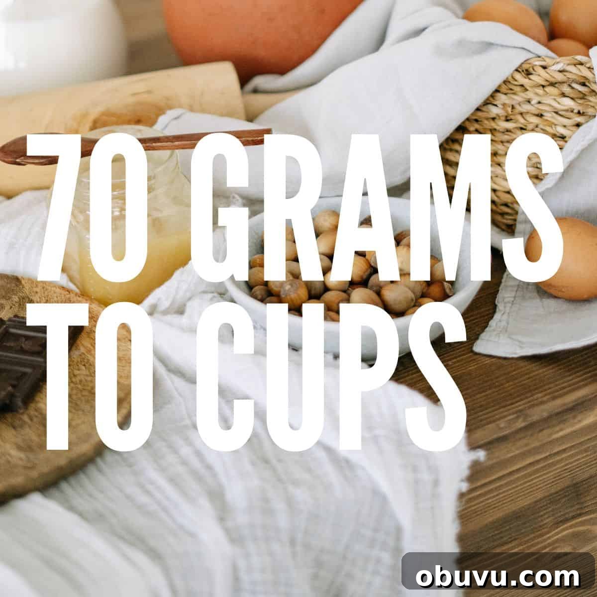 70 Grams to Cups: Convert 70 g of Flour, Sugar & More 2 Cooking ingredients on a table