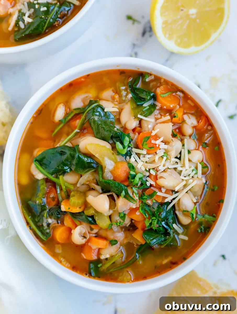Authentic Tuscan White Bean Soup Recipe for Cozy Weeknights 2 Tuscan white bean soup in a bowl.