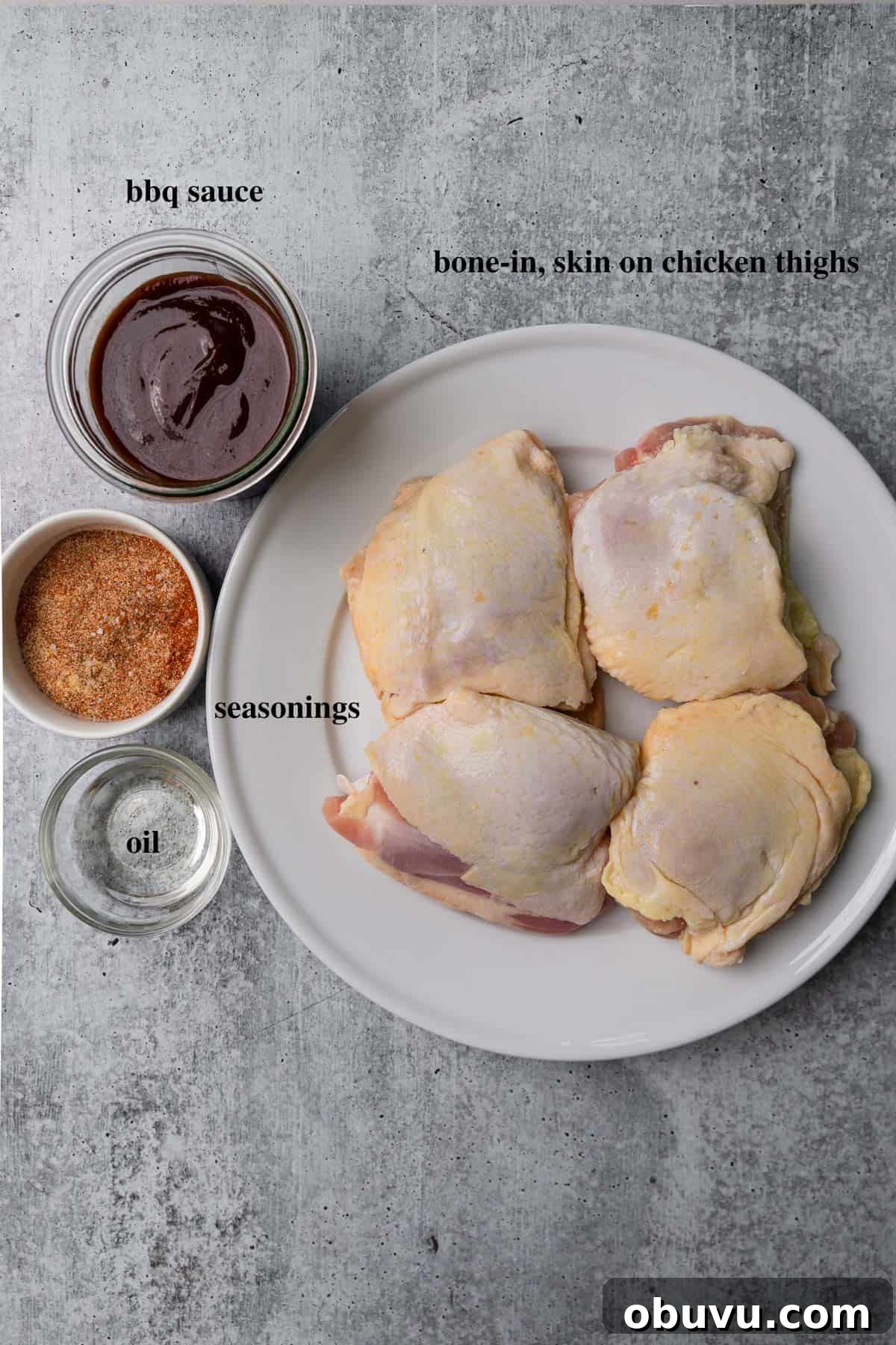 Crispy Air Fryer BBQ Chicken Thighs in 20 Minutes 3 ingredients to make the recipe