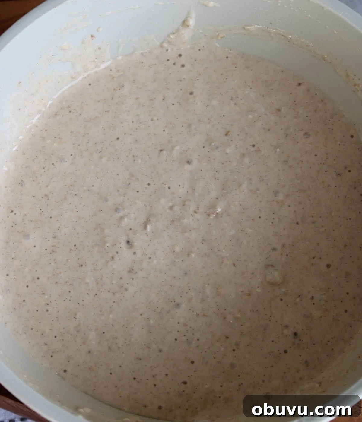 High-Protein Pancake Recipe for More Muscle and Energy 5 Wet and dry ingredients mixed together to make a thick batter.