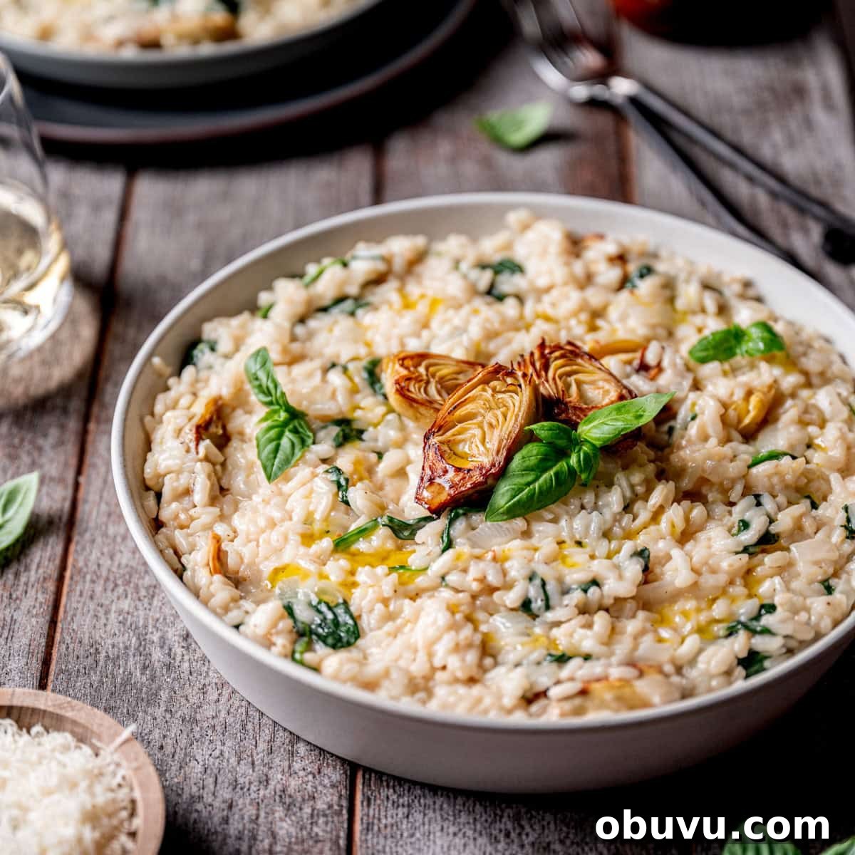 Creamy Spinach and Artichoke Risotto with Mascarpone 2 Spinach Artichoke Risotto with Creamy Mascarpone Cheese