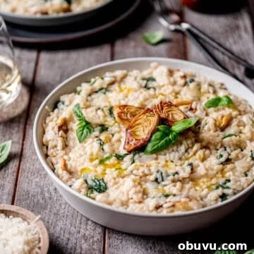 Spinach Artichoke Risotto with Creamy Mascarpone Cheese