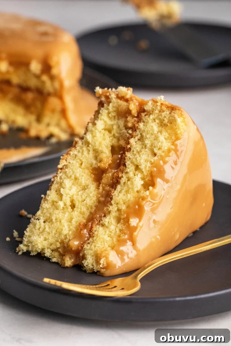 Soul Food Thanksgiving Menu 2024: 30+ Classic Recipes 37 slice of old fashioned caramel cake on a plate