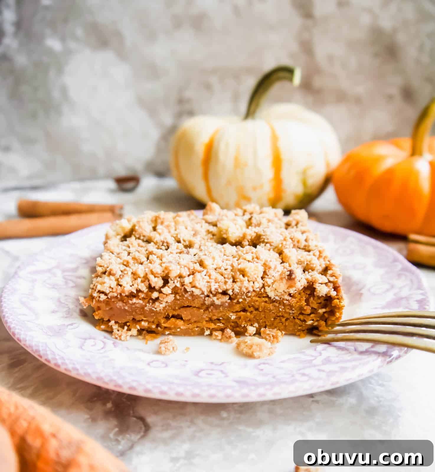 Gluten-Free Pumpkin Coffee Cake Recipe (Paleo-Friendly) 5 Some Paleo Pumpkin Coffee Cake on a plate.