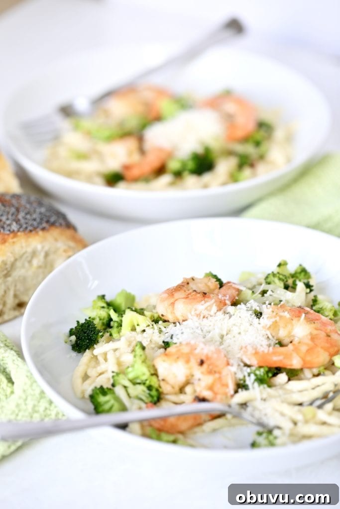 Creamy Shrimp & Broccoli Pasta: Garlic Parmesan Recipe 3 Pasta in creamy sauce with shrimp and broccoli