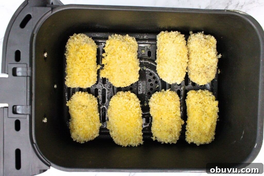 Crispy Air Fryer Chicken Croquettes Made from Leftovers 11 place chicken croquettes in air fryer basket