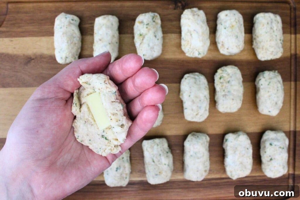 Crispy Air Fryer Chicken Croquettes Made from Leftovers 9 place a block of cheese in your chicken mixture and form small logs