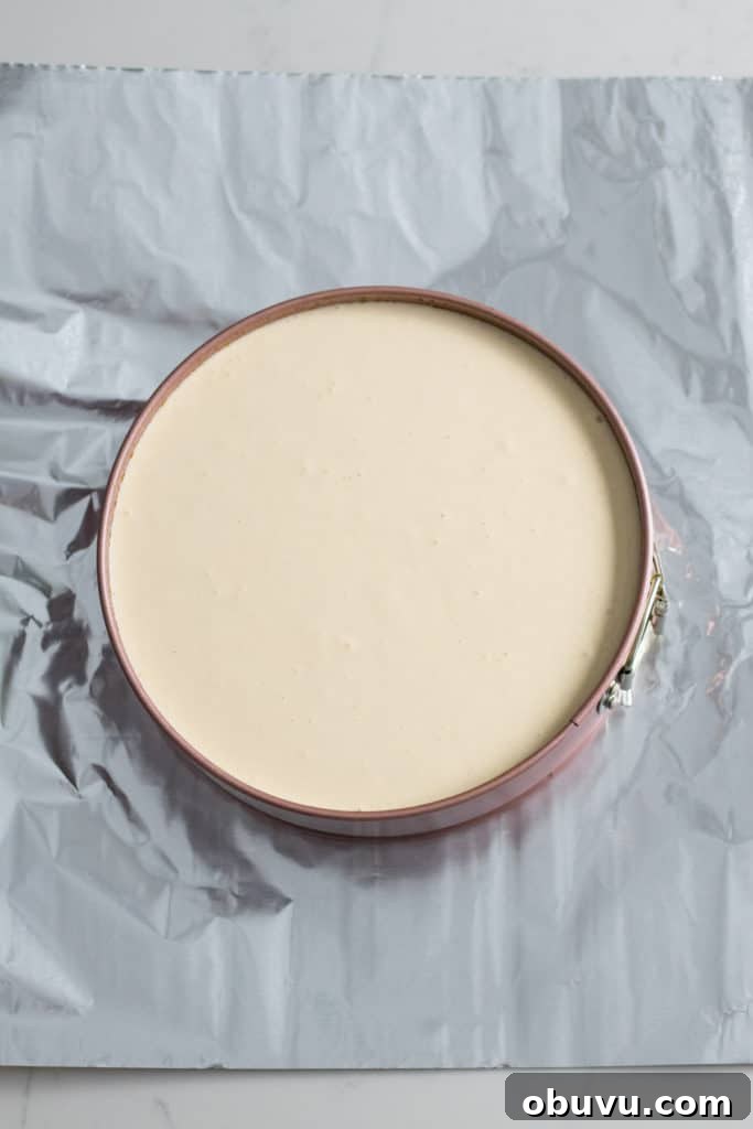 pan of cheesecake batter