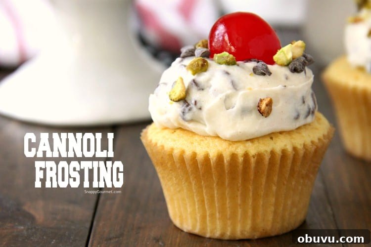 Cannoli Frosting, delicious homemade frosting recipe Cannoli Frosting on cupcake