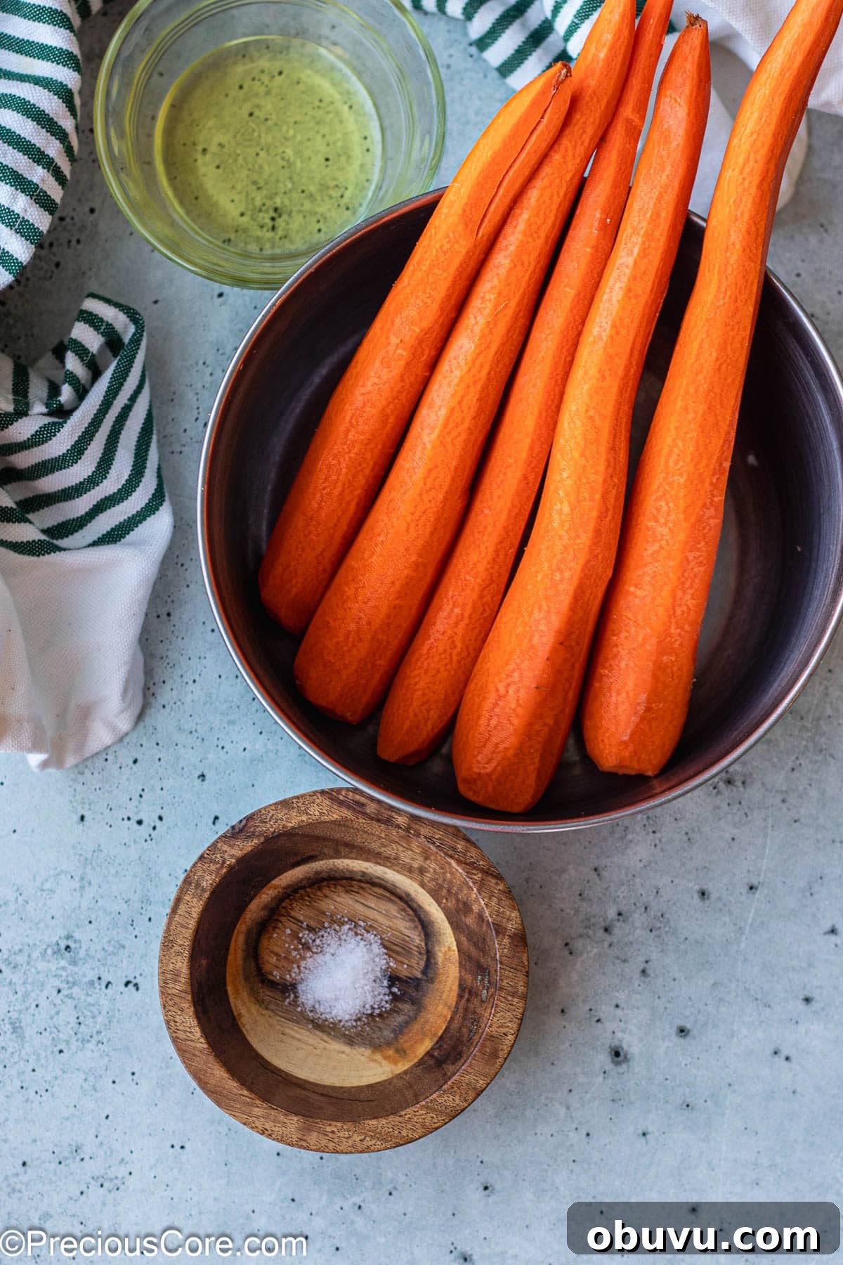 Crispy Pan-Fried Carrots with Garlic and Herbs 3 Carrots, salt, and olive oil.