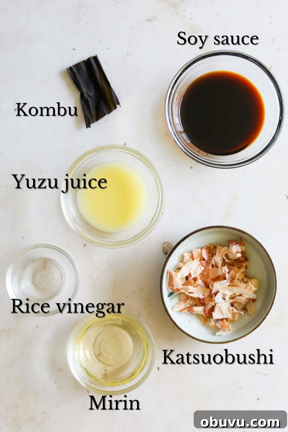 Ingredients to make yuzu ponzu.
