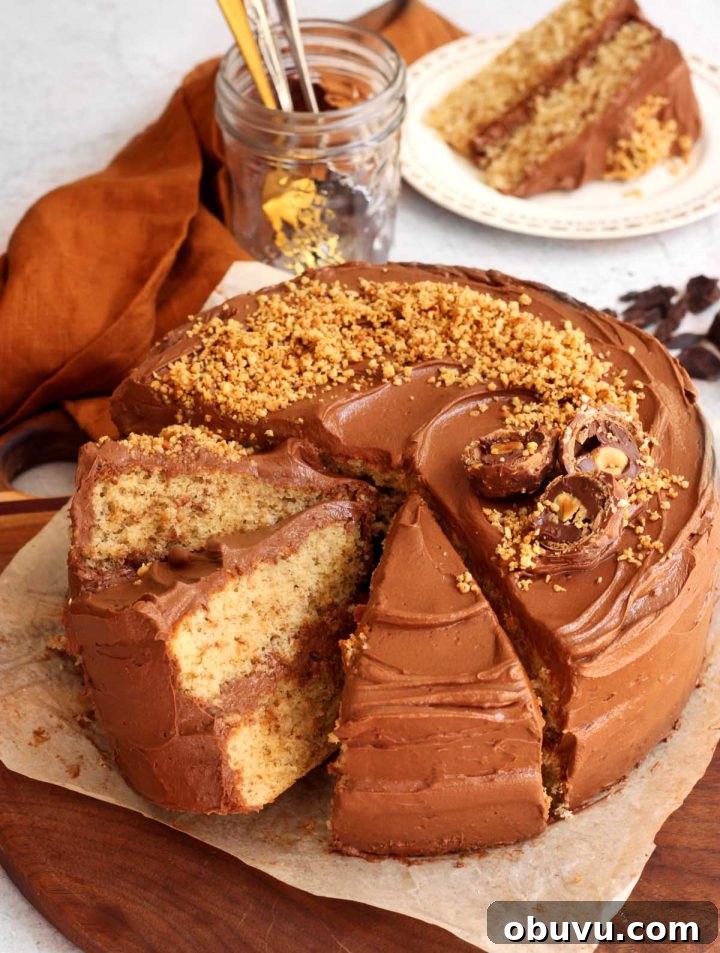 Decadent Chocolate Hazelnut Cake Recipe with Nutella Swirl 2 chocolate hazelnut cake sliced