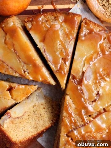 brown butter hazelnut pear upside down cake