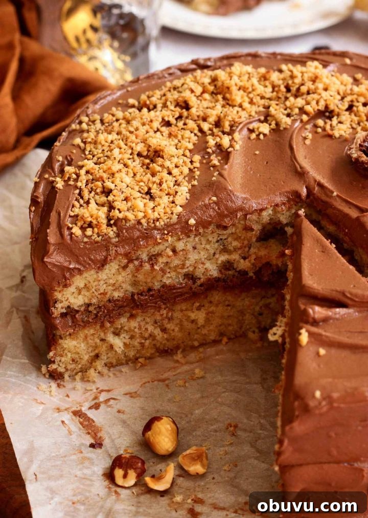 Decadent Chocolate Hazelnut Cake Recipe with Nutella Swirl 3 chocolate hazelnut cake cross section