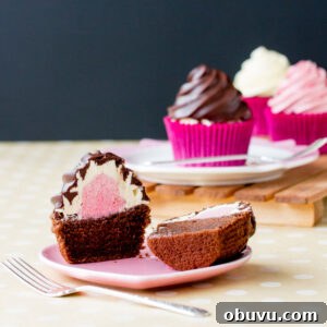Neapolitan Surprise Cupcakes ~ Sweetness & Bite