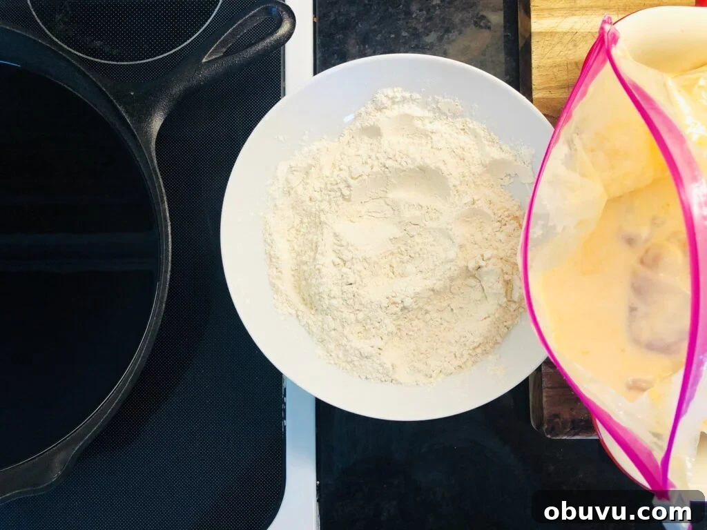 Crispy Honey Bourbon Buttermilk Fried Chicken Recipe 4 frying station