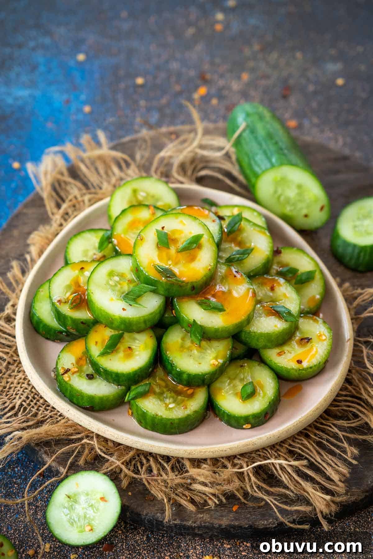 Din Tai Fung-Style Cucumber Salad Recipe That Pops 2 Din Tai Fung cucumber salad served on a plate.