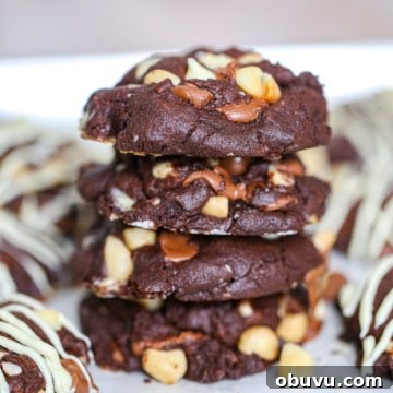 stack of chocolate macadamia cookies