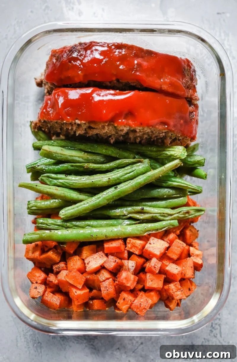 healthy meatloaf meal prep bowls