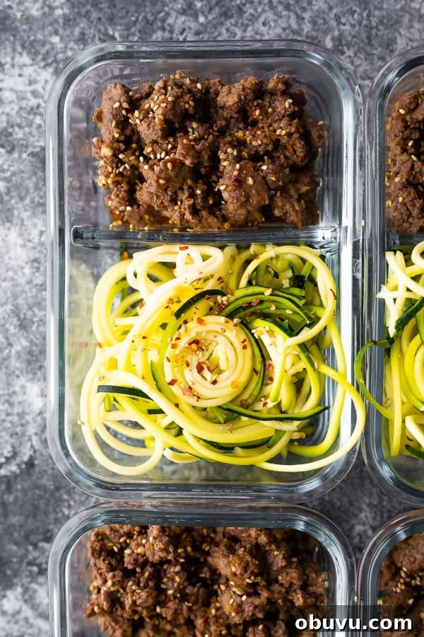 sesame ginger beef zucchini noodles