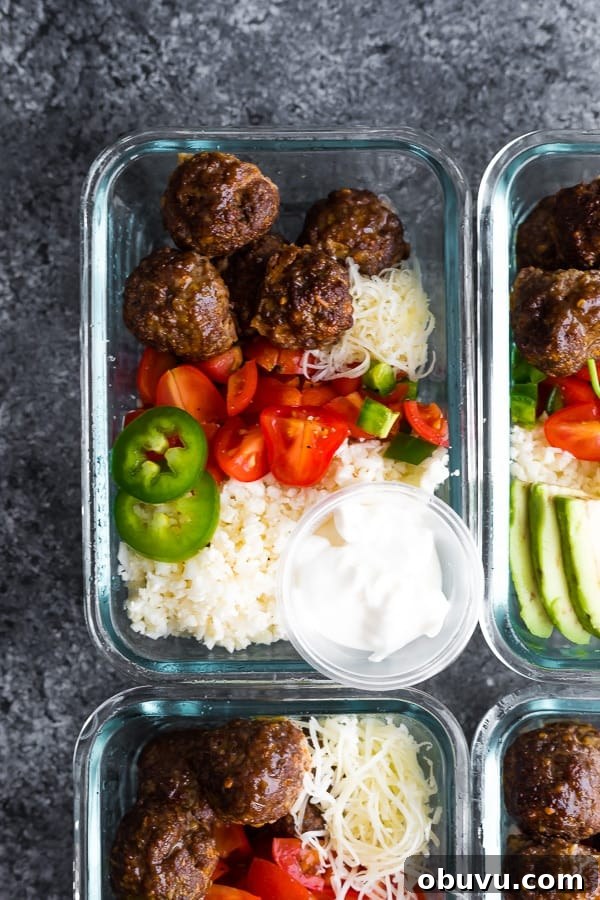 low carb meatball burrito bowl