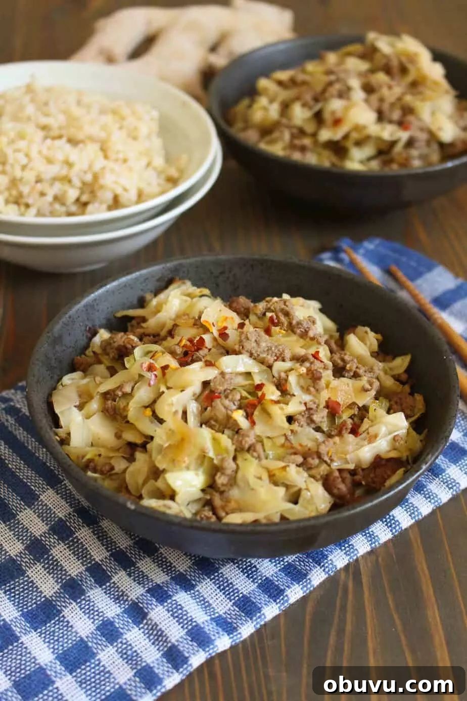 ginger beef and cabbage