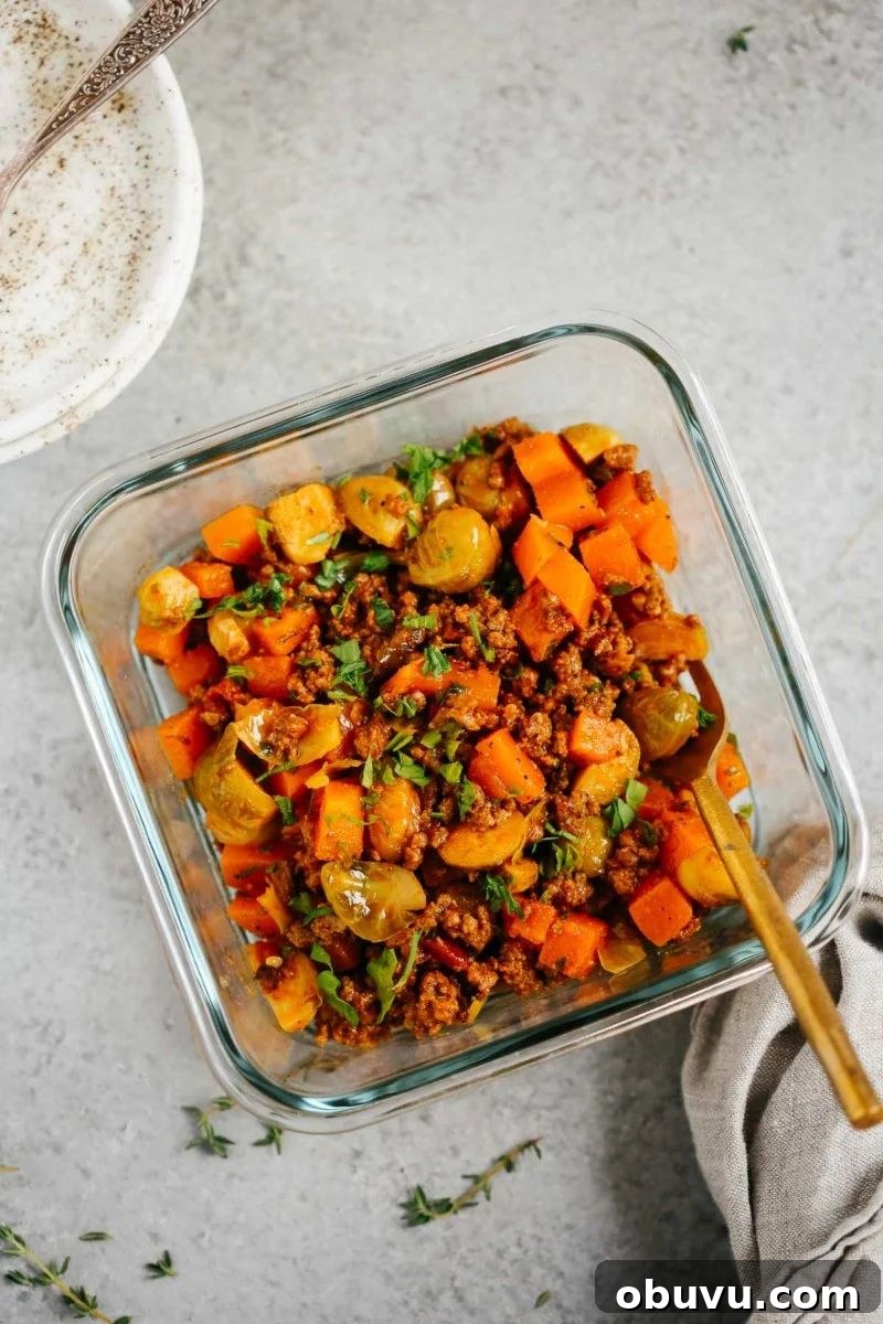 ground beef butternut squash meal prep bowls
