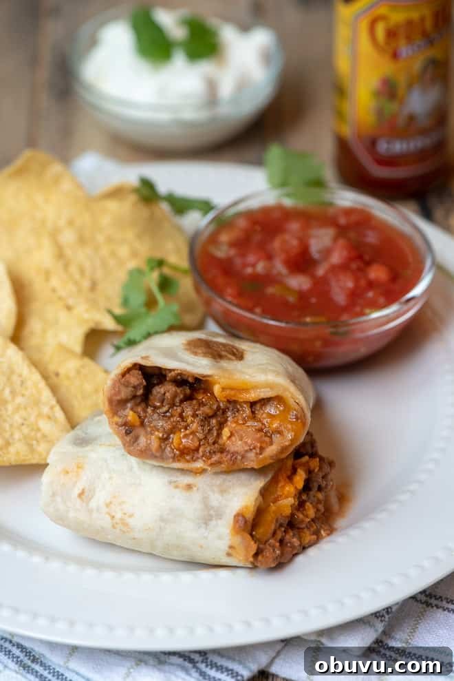 beef and bean burritos