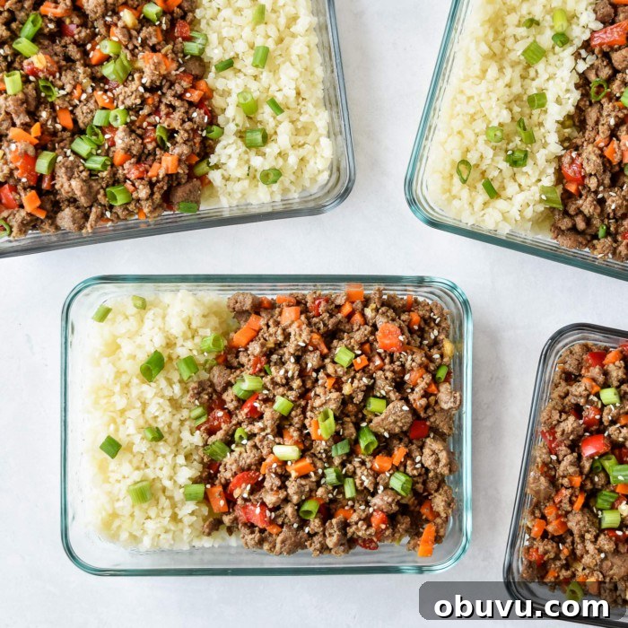 meal prep ginger ground beef bowl