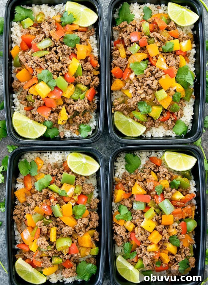 fajita bowls with cauliflower rice