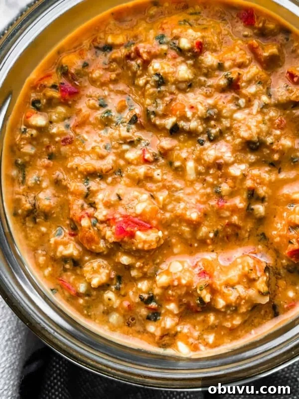 Sicilian pesto in mason jar.