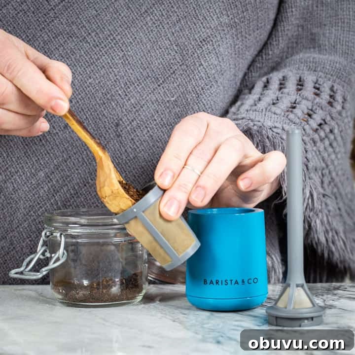 Brew It Stick Review — Is This the Ultimate Camping Coffee Maker? 6 womans hands filling ground coffee into a brew it stick off grid coffee maker