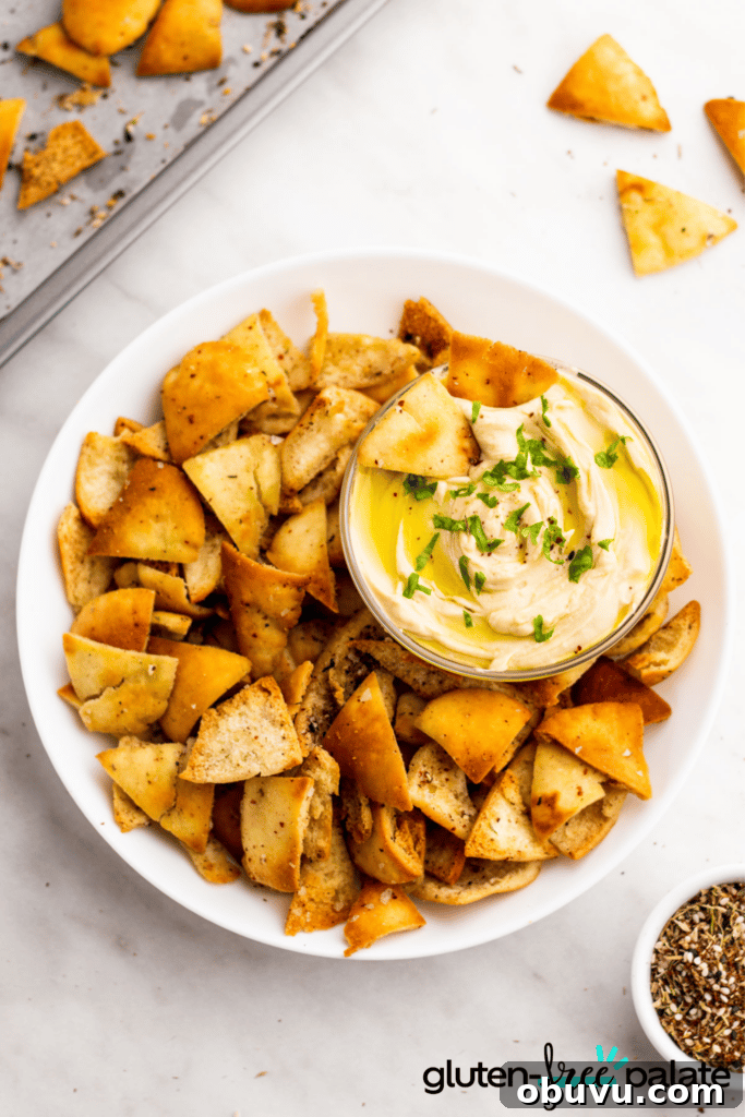 Gluten-Free Pita Chips in a serving plate.
