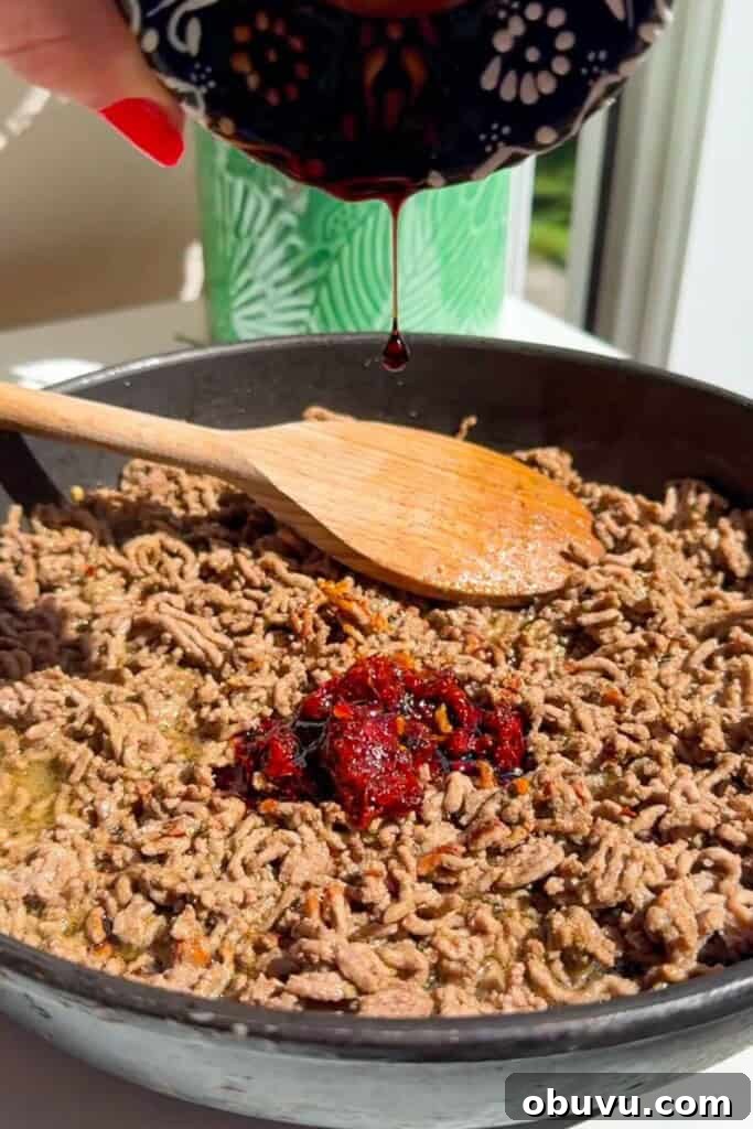 Mediterranean Beef and Rice Bowls with Fresh Herbs 10 Harissa paste and seasoning added to ground beef.
